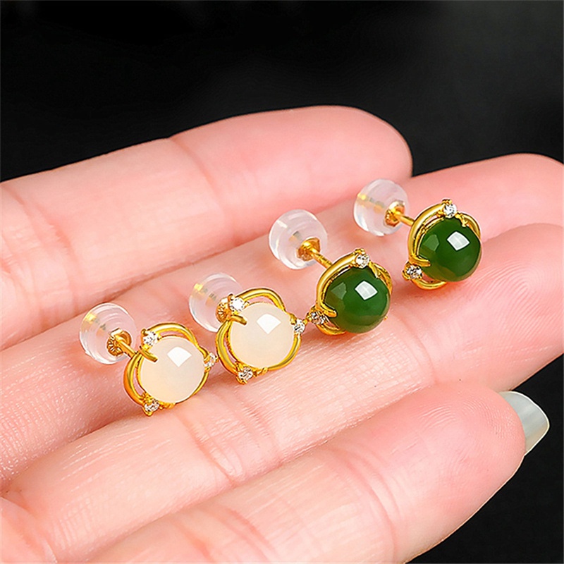 Fancyqube Fancycube Anting Giok Hetian Kosong Model Rongga Bahan Zirkon Gaya Eropa Dan Amerika