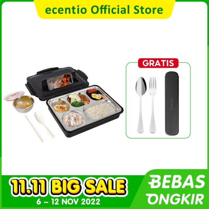 ecentio 1100ml lunch box Kotak Makan Siang dengan Stainless Steel