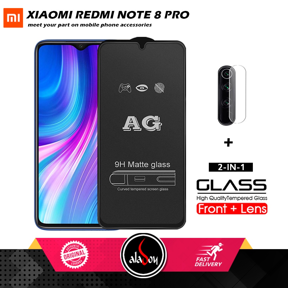 Xiaomi Redmi Note 8 Pro PAKET 2IN1 Tempered Glass Matte Anti Glare Full Layar dan Tempered Glass Kamera