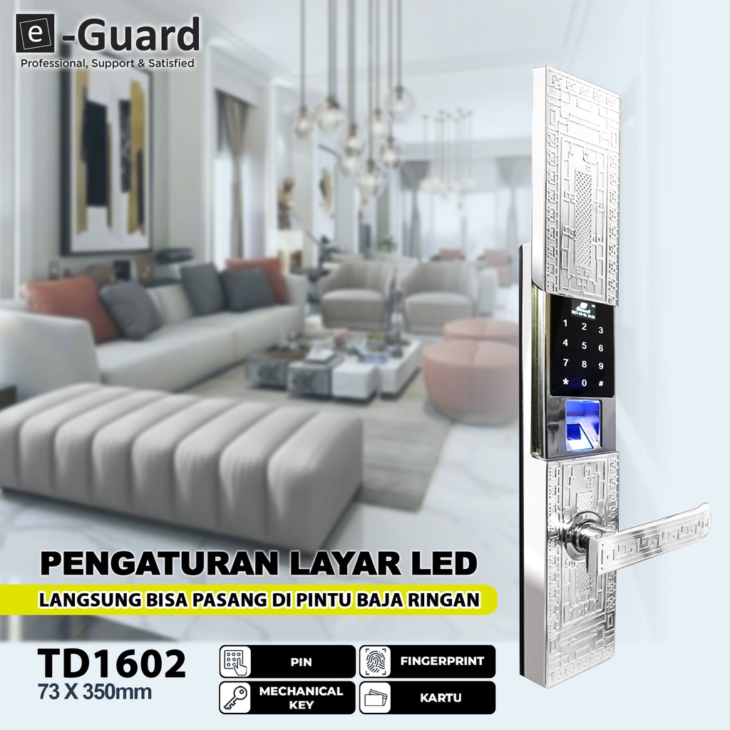 e-Guard Slide Type Smart Kunci Pintu Digital Door Lock Fingerprint TD02