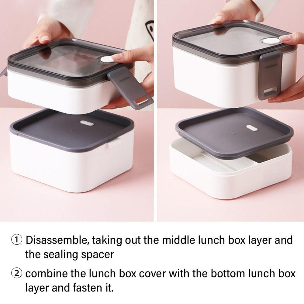 Solighter Lunch Box Microwavable Untuk Pelajar Pekerja Kantor Wadah Makanan Double Layer