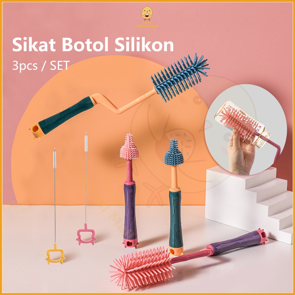 Lacoo 3in1 Sikat pembersih dot botol bayi silicone Bottle brush multifungsi