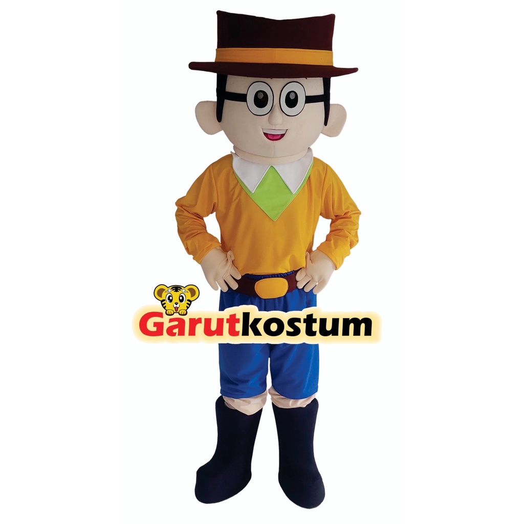 Kostum maskot badut nobita  koboi dewasa lucu costume karnaval