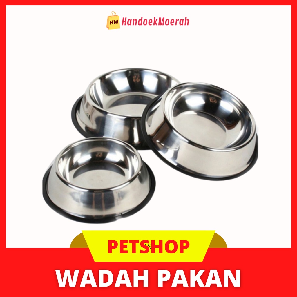 Tempat Makan Stainless / Wadah Pakan / Pet Bowl Kucing &amp; Anjing Murah