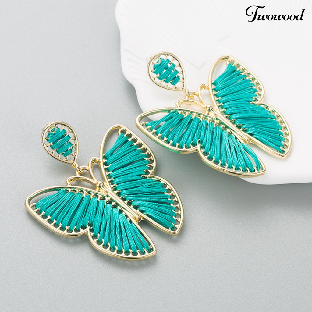 1 Pasang Anting Desain Butterfly Warna-Warni Gaya Boho Untuk Wanita