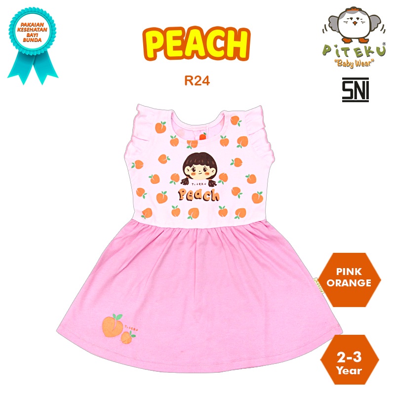 PITEKU DRESS ANAK PEREMPUAN PEACH LENGAN RUFFLE