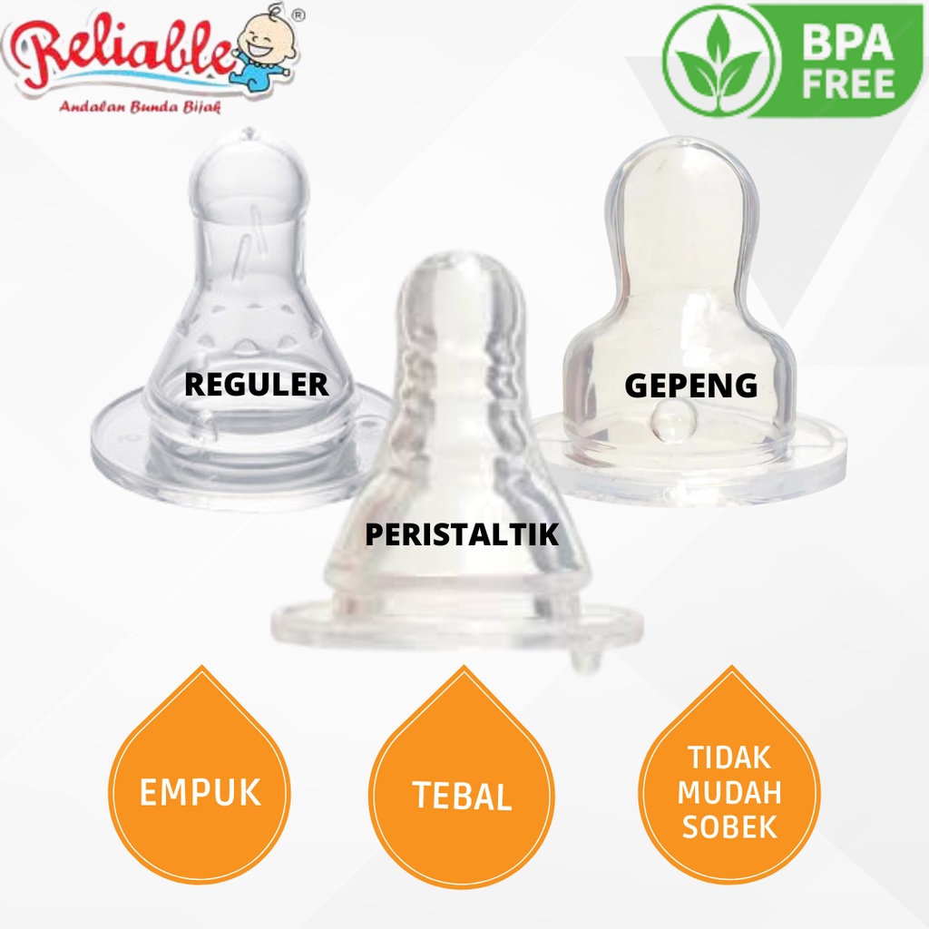 Karet Dot Nipple Silicon Botol Susu Bayi Reguler Dot Bulat Reliable