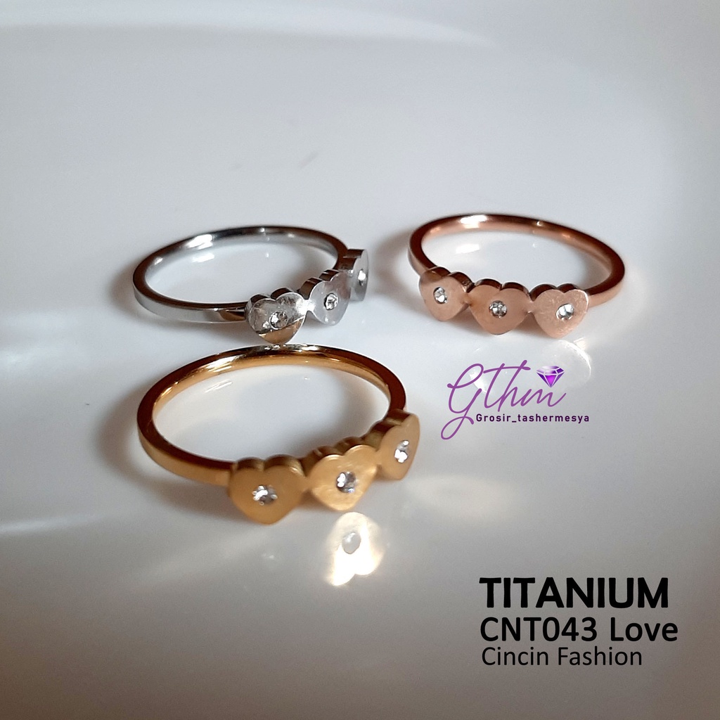 Cincin wanita titanium love cnt043 simple bisa di pakai mandi