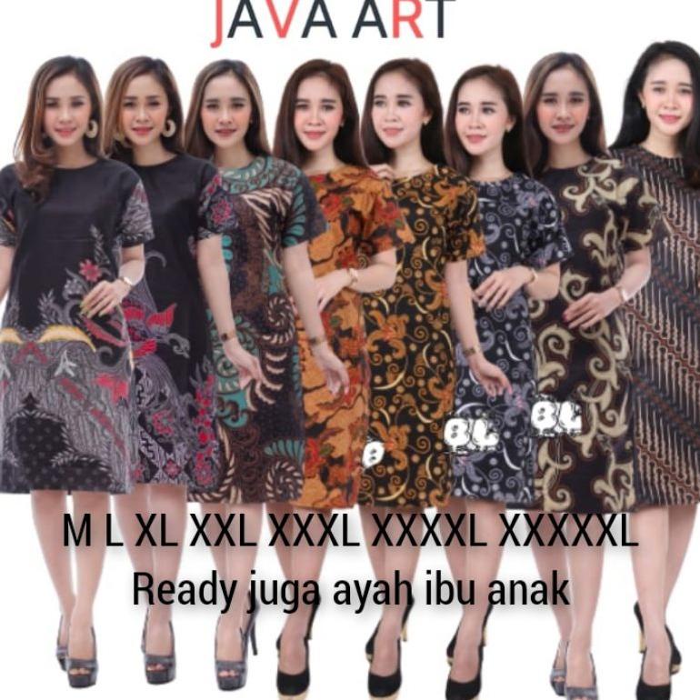 PRODUK- BAJU DRESS WANITA MODERN MODEL TERBARU MOTIF BATIK LENGAN PENDEK SELUTUT PARTY NATAL SERAGAM