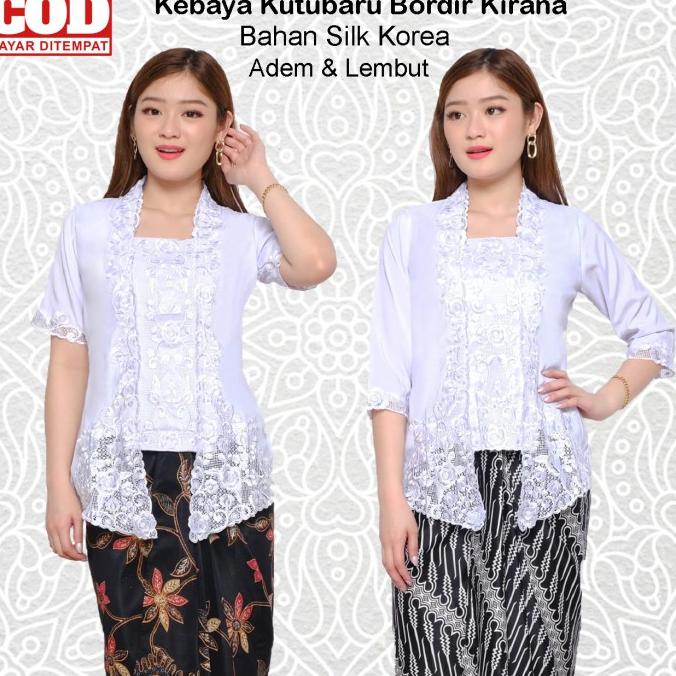 Atasan kebaya kutubaru bordir putih / Kebaya bordir putih