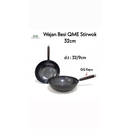 Wajan besi QME stirwok gg.kayu 32cm