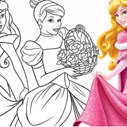 Gambar Sketsa Mewarnai ~ PRINCESS/ Seketsa Lukis / Drawing Sketch / Menggambar A4 (Bukan Buku) ANAK 