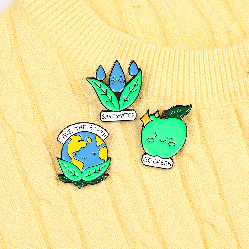 Bros Pin Enamel Desain Save The Earth Pelindung Pakaian Untuk Hadiah Anak