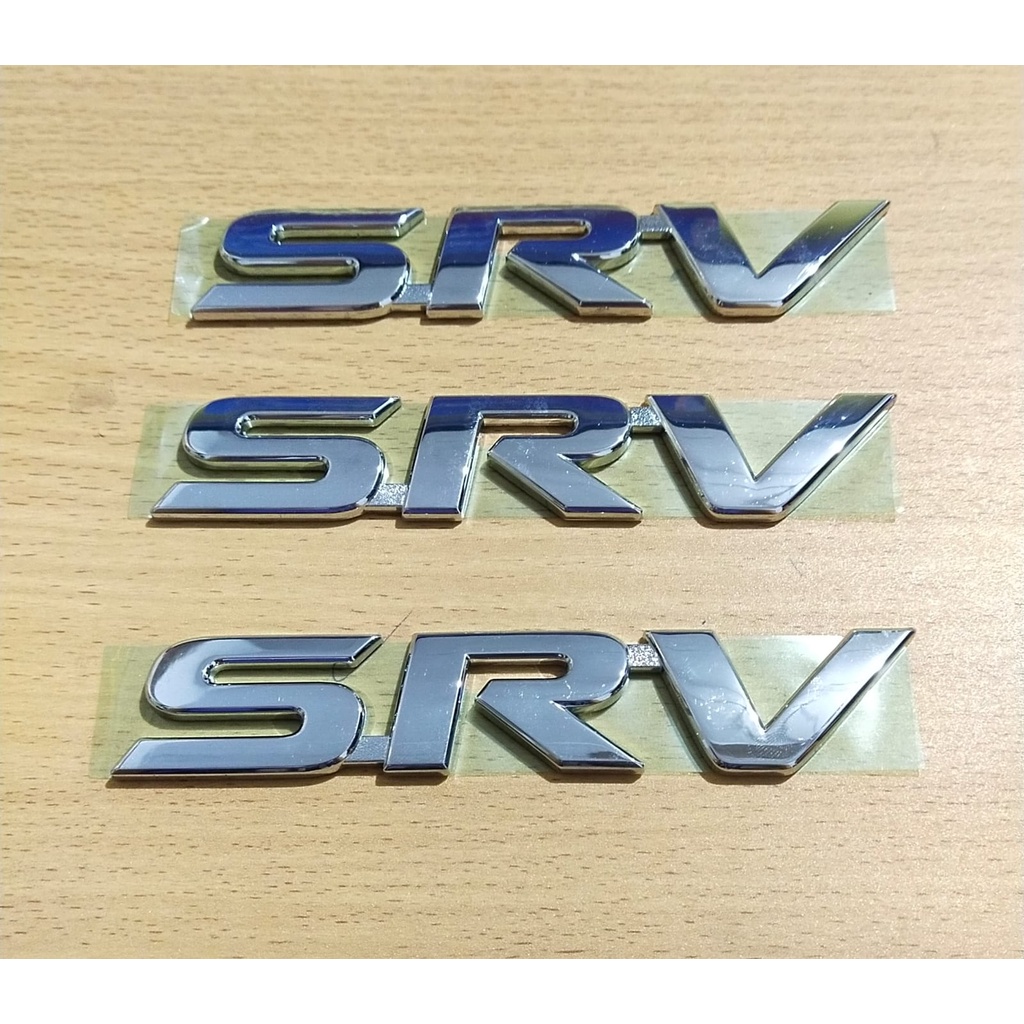 Emblem Logo Tulisan SRV Fortuner Hilux Chrome