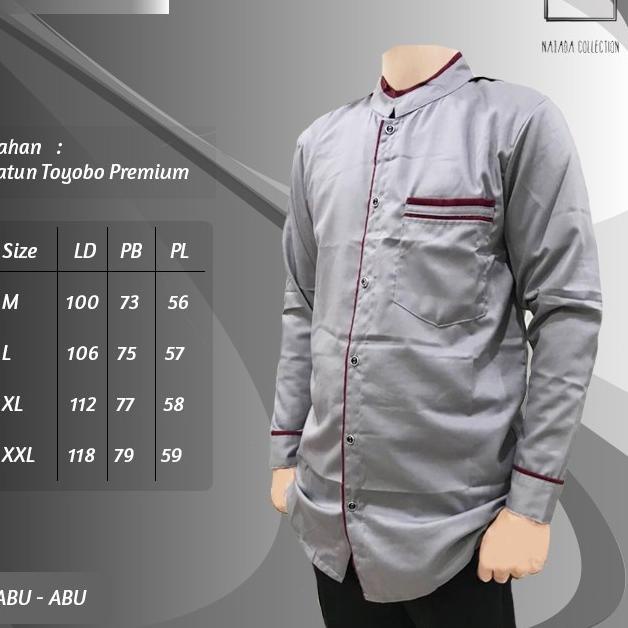 koko lengan panjang/koko pria/baju muslim pria/koko hadroh/koko lc - maroon, M