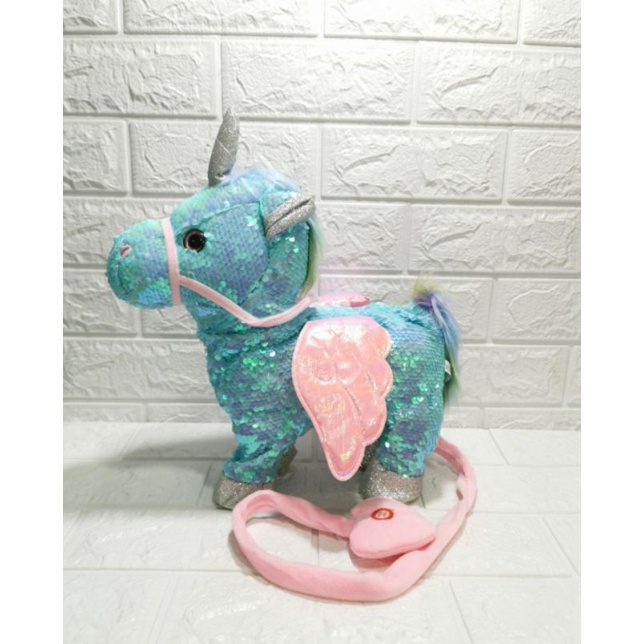 Boneka UNICORN Kuda Poni/Doggy Berjalan Walking Musik Dan Bergoyang [ MUSICAL SQUIN ] Termurah.&lt; TAMPA BOX&gt;