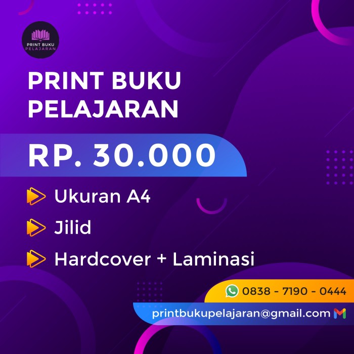 

Jilid Hardcover + Laminasi Ukuran A4 untuk cetak print buku pelajaran