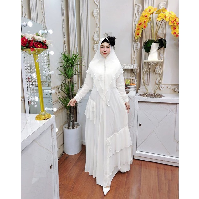 PASHA SERIES PUTIH BY REFA OFFICIAL GAMIS SYARI ORI FASHION MUSLIM WANITA MEWAH