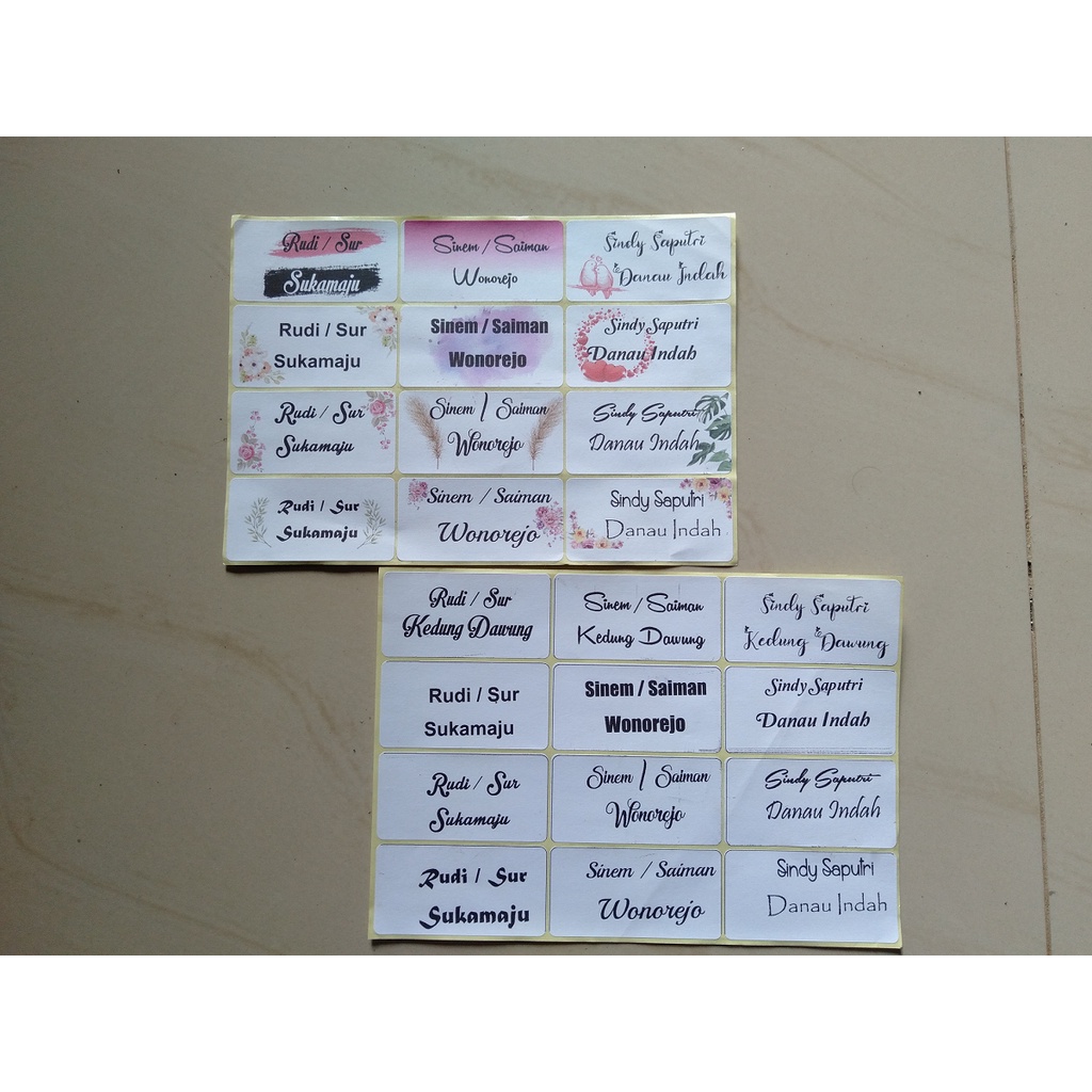 

label undangan custom nama/alamat