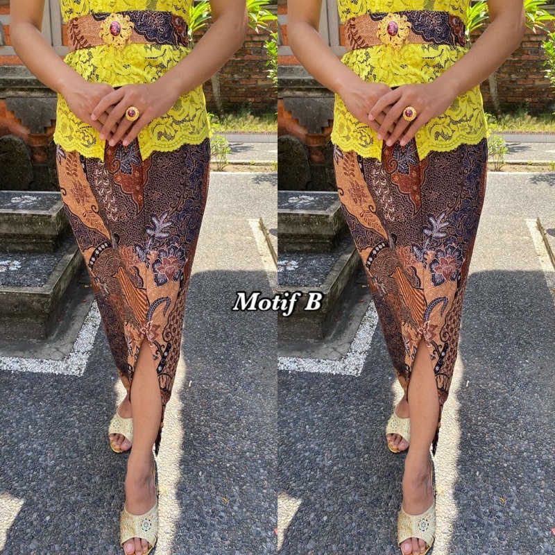 Kamen jadi pramugari batik set obi bahan katun