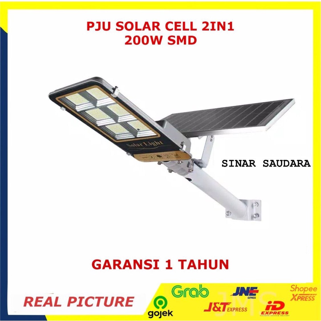LAMPU JALAN TENAGA SURYA 200 WATT SMD LED PJU SOLAR CELL OUTDOOR 200W PANEL SURYA TENAGA MATAHARI GW