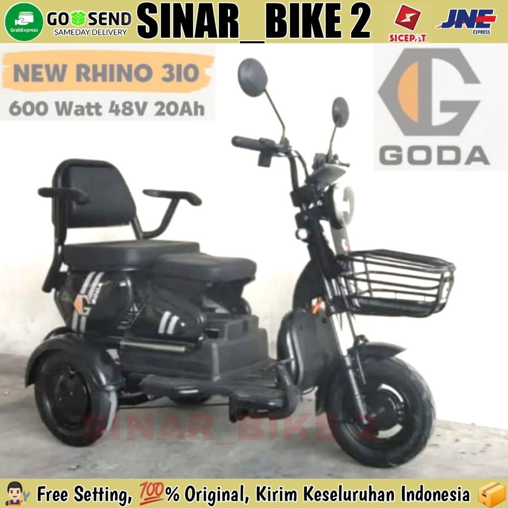 Sepeda Motor Listrik GODA NEW RHINO 310 Roda Tiga 650 Watt Electric