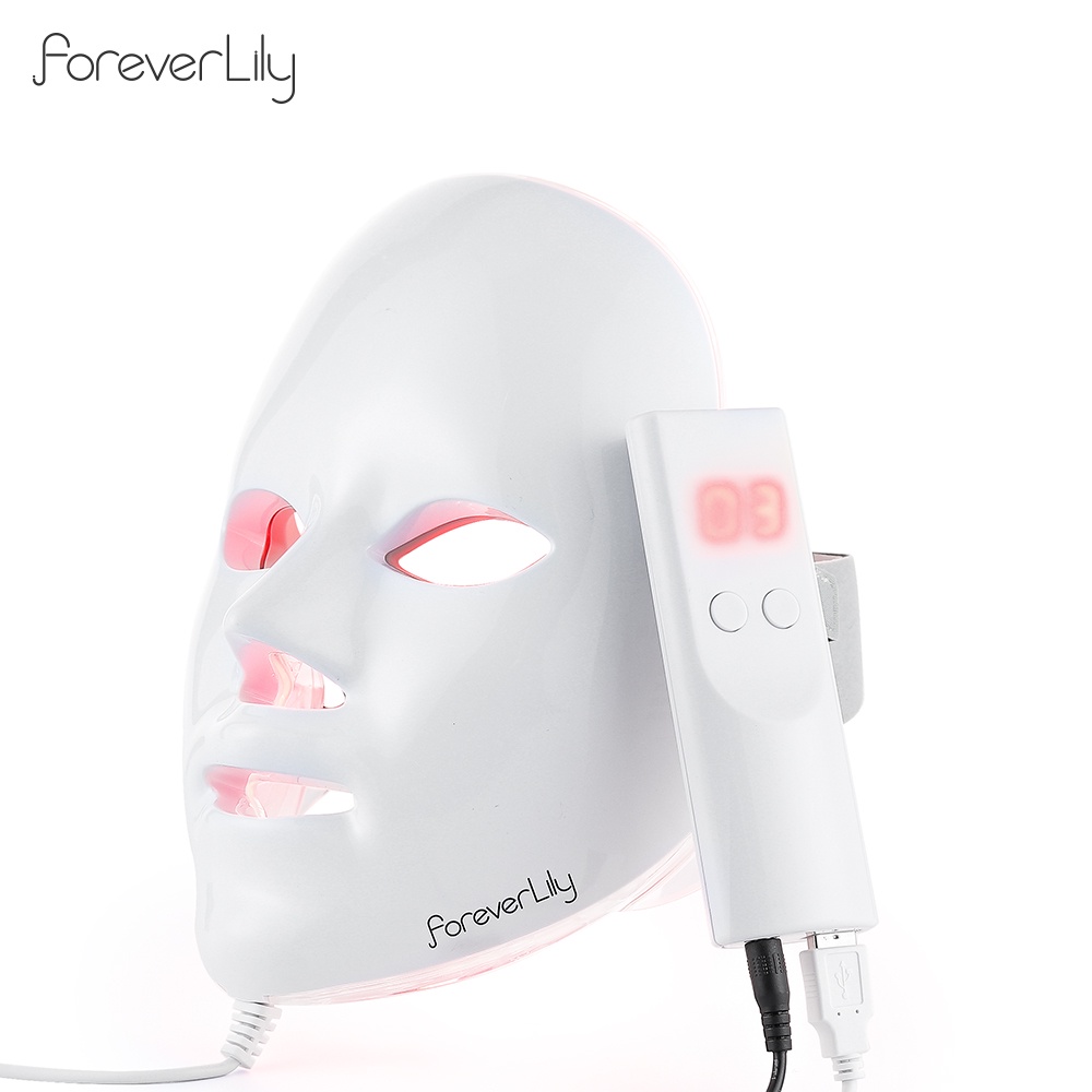 【1-3 Days Delivery】 Foreverlily 7 Color LED Beauty Mask Skin Rejuvenation Anti Acne Photon Therapy Whitening Tightening Instrument