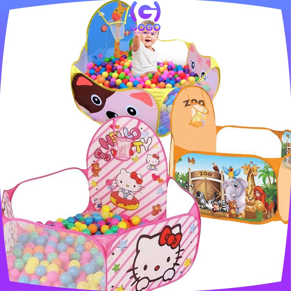 GOGO-M7 Mainan Kolam Mandi Bola 1.2m Tenda Keranjang Mandi Bola Anak + Ring Basket Hadiah Ulang Tahun