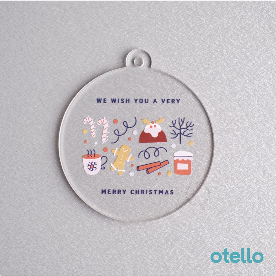 Christmas Tag Akrilik Round Print Hiasan Hampers Hang Tag Parcel Natal Acrylic Gantungan Dekorasi Kado