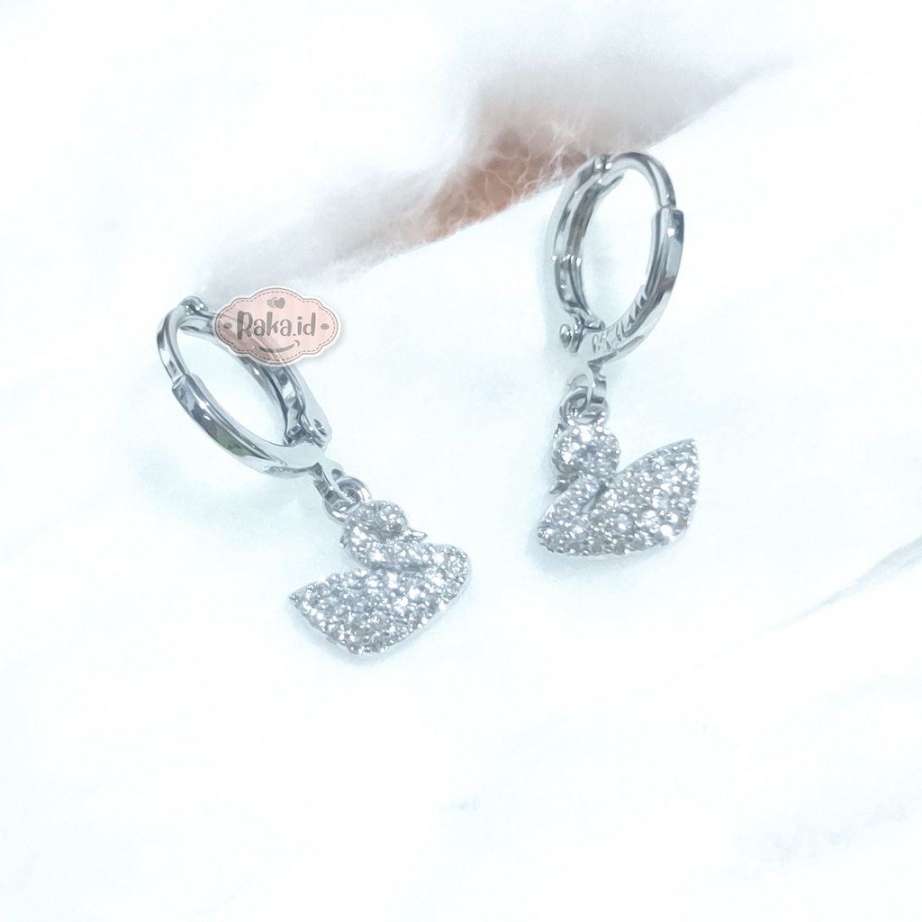 Anting Wanita Anti Karat Anting Korea Anting Clip Motif Angsa 1204