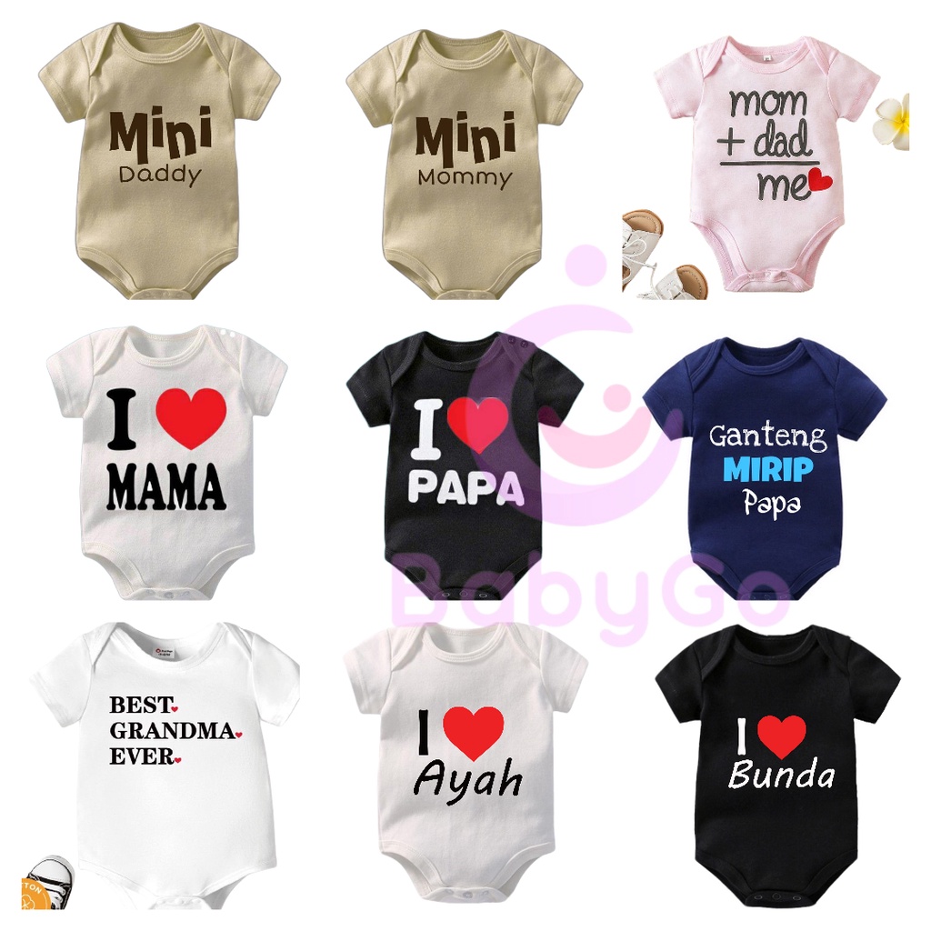 Jumper bayi motif FAMILY / KELUARGA / Jumper Pendek bayi [MOTIF 4] Mama Papa Ayah Bunda Nenek Kakek