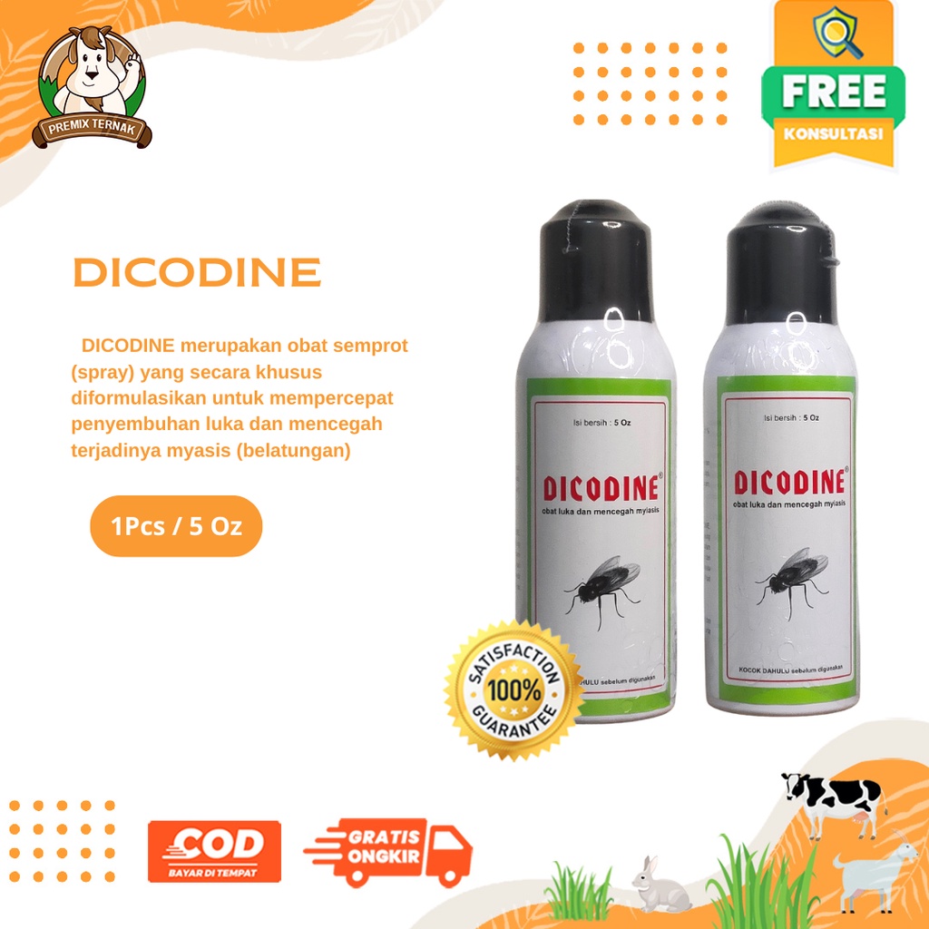 DICODINE Spray mirip GUSANEX - Obat LUKA Belatung ANTI LALAT Pencegah dan obat MYASIS hewan kucing Sapi Kambing Domba Kuda dll - Gusanex Mini