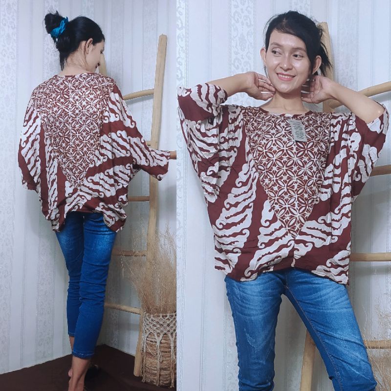 ATASAN BLUS WANITA JUMBO BATIK CAP MODEL BALON KAIN PARIS PREMIUM