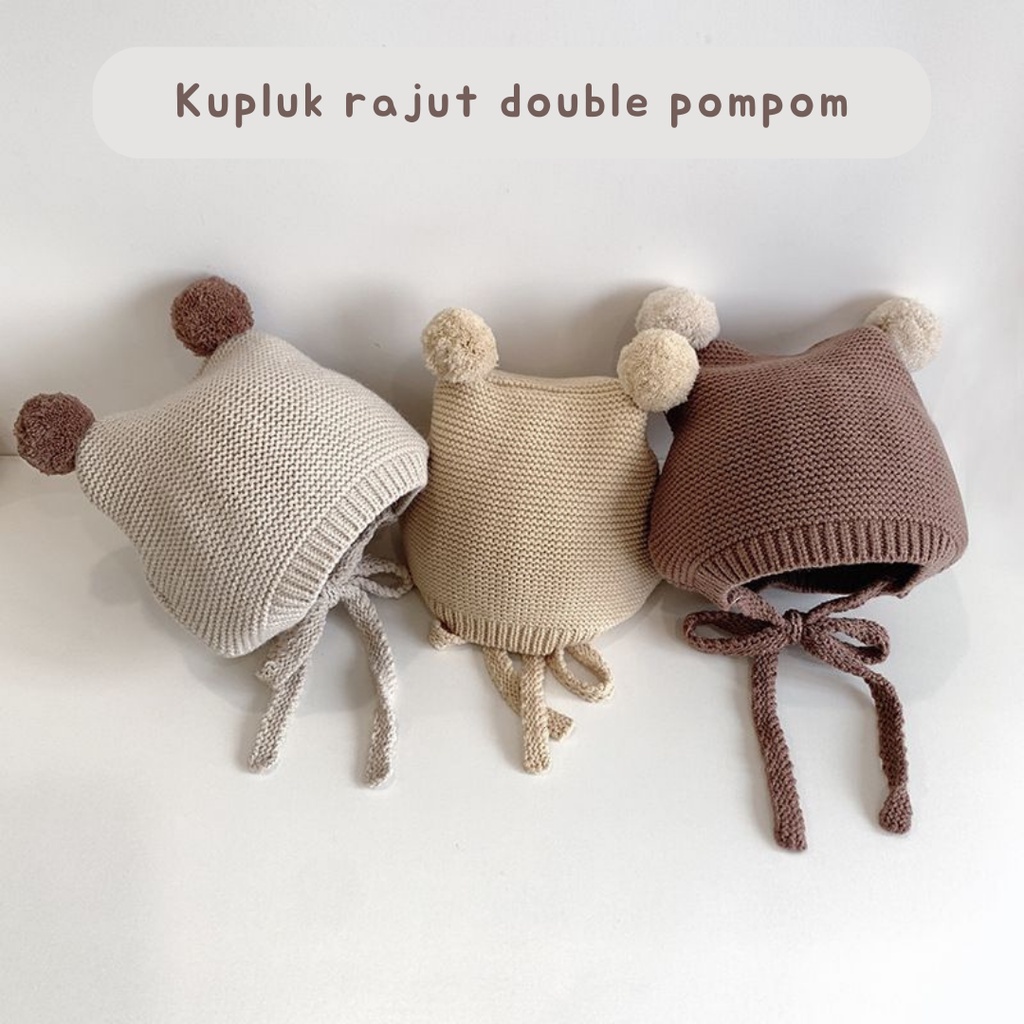 COD- Topi kupluk baby Motif PomMini Lucu / Kupluk baby premium impor korea usia 0-2 Tahun