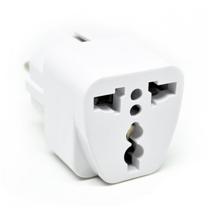 Stop Kontak Travel Adapter AU US TO 2 EU Pin 3 Lubang 2 bulat mi smart