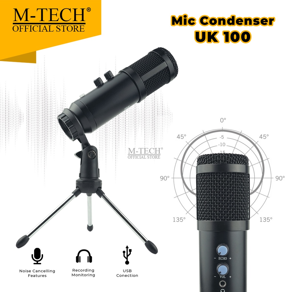 M-Tech Original MIC Microphone Condenser UK100 with Noise Cancelling