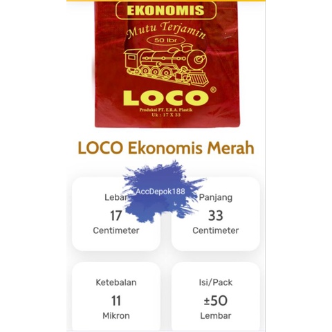 KANTONG PLASTIK KRESEK LOCO EKONOMIS MERAH UKURAN 17 (17X33) ISI 50 LEMBAR