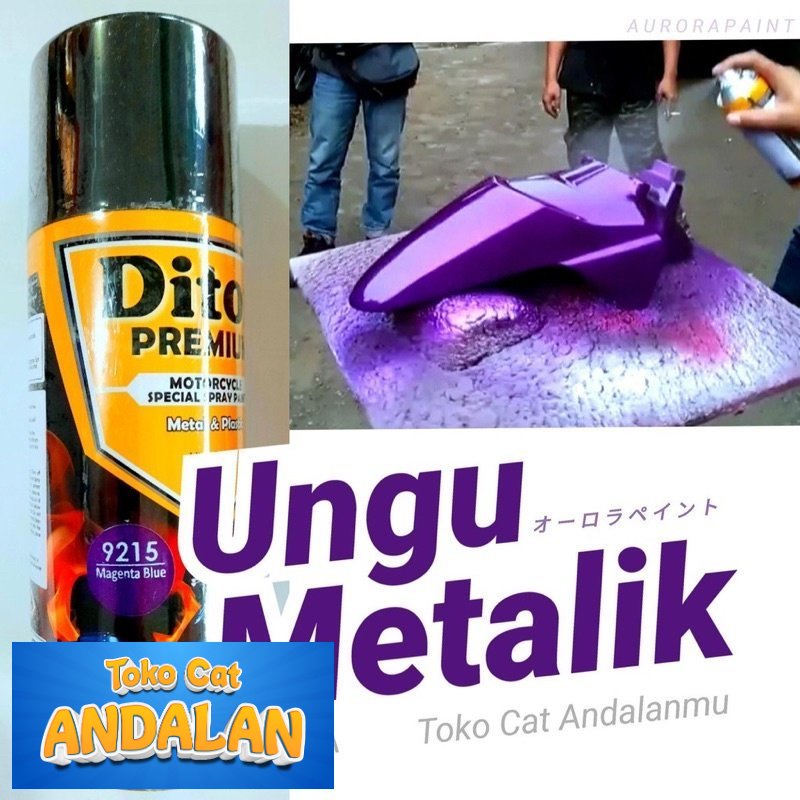 

Pilox Diton Premium Magenta Blue 9215 Ungu Metalik Metallic Cat Pilok Pylox 400ml Tahan Bensin