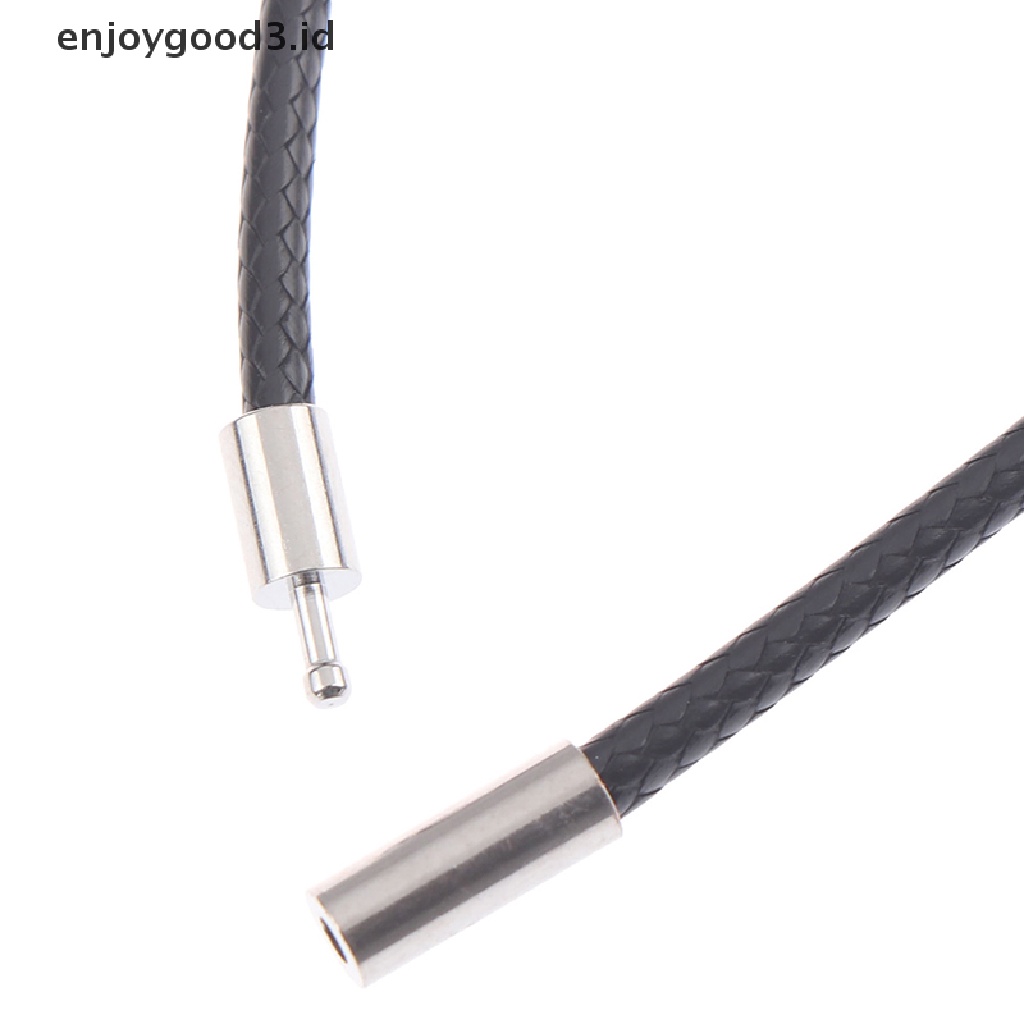 Tali Rantai Renda Bahan Kulit Warna Hitam Ukuran 3mm Dengan Gesper Stainless Steel