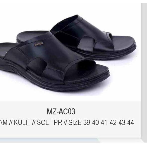 KULIT ASLI Sandal Laki-Laki Branded ORI GC-578 Sandal Pria Casual Gaya - Hitam, 44