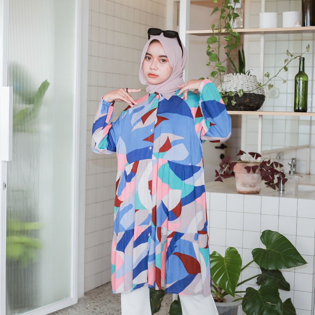 KEMEJA TUNIK RAYON MOTIF SEOL LONG SHIRT PREMIUM SHIRT B512