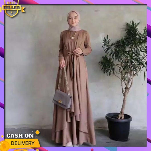 Gamis Ibu-Ibu Long Dres Branded Korean Style Kekinian Muslimah Remaja Pesta Mewah Busui Bumil Elegan