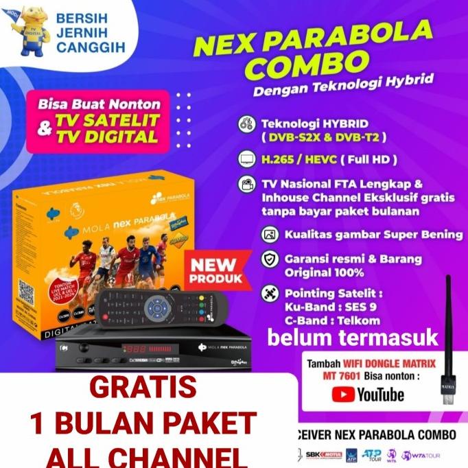 Receiver Nex Parabola Combo plus set top box dvbt2 antena tv digital