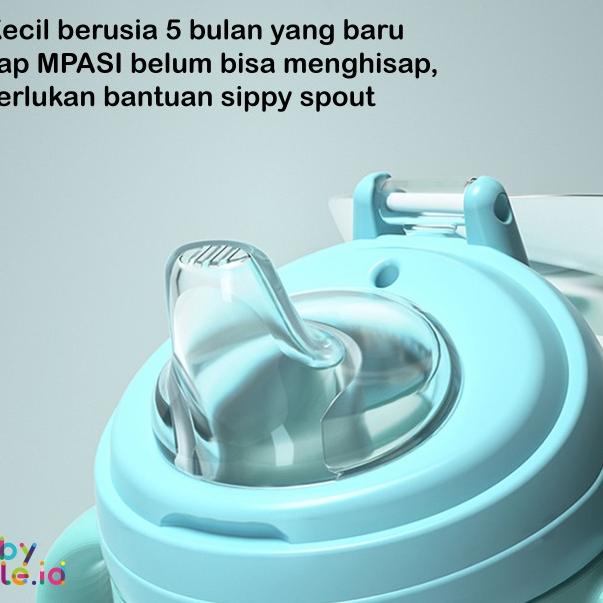 AYNMER PP SIPPY CUP | BOTOL SUSU BAYI TRAINING CUP + STRAP - Hijau, Sippy + Straw