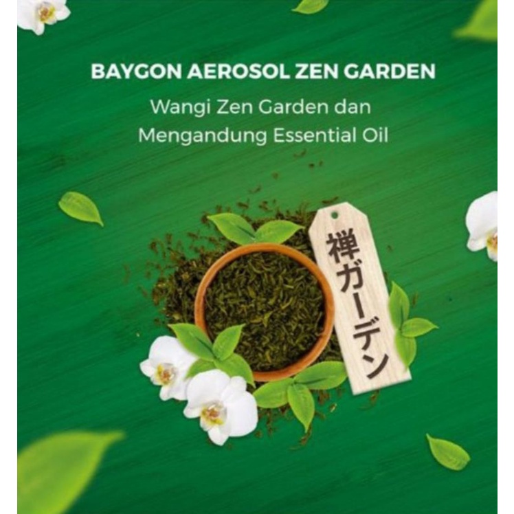 Baygon Aerosol Anti nyamuk &amp; Kecoa Zen Garden 600ml (green tea)