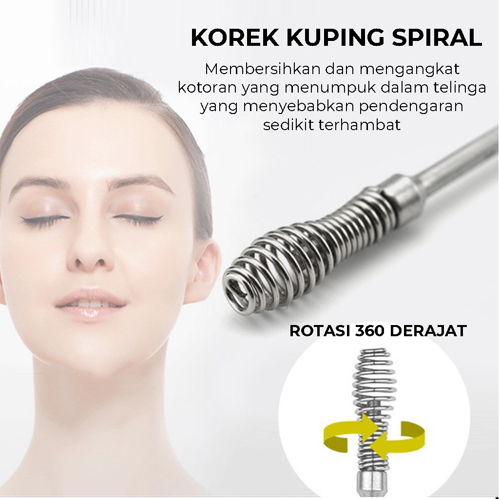 Korek Kuping Set Stainless Cotton Buds Pembersih Telinga 5 IN 1 Ear Wax Picker Ketembat Telinga Alat Perawatan Kuping aman | GROSIRXPRESS