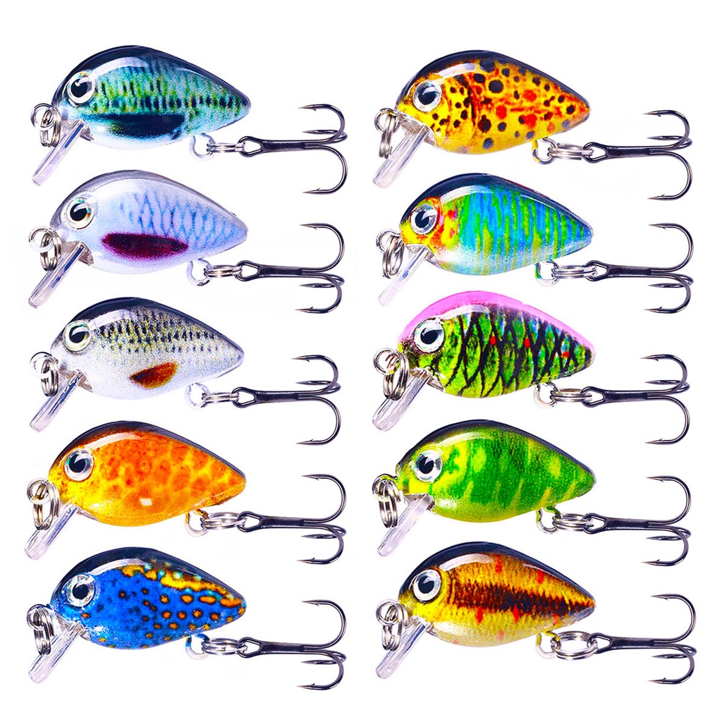 Hengjia Small Umpan Pancing Mini Crankabit Tiruan Bentuk Ikan 3D Print Pattern Handmade Fishing Lures 2.5cm / 1.5g Floating Bahan Plastik Keras Fishing Tackle