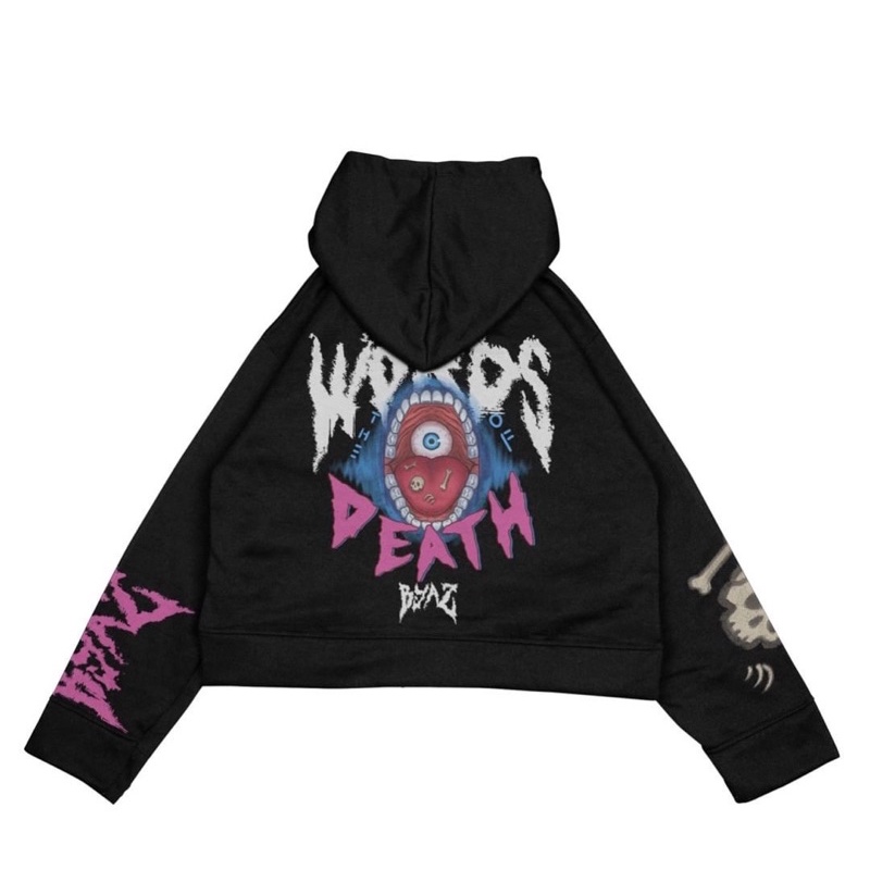 Hoodie Crop Oversize Unfinished WORDS DEATH BYAZ ORIGINAL