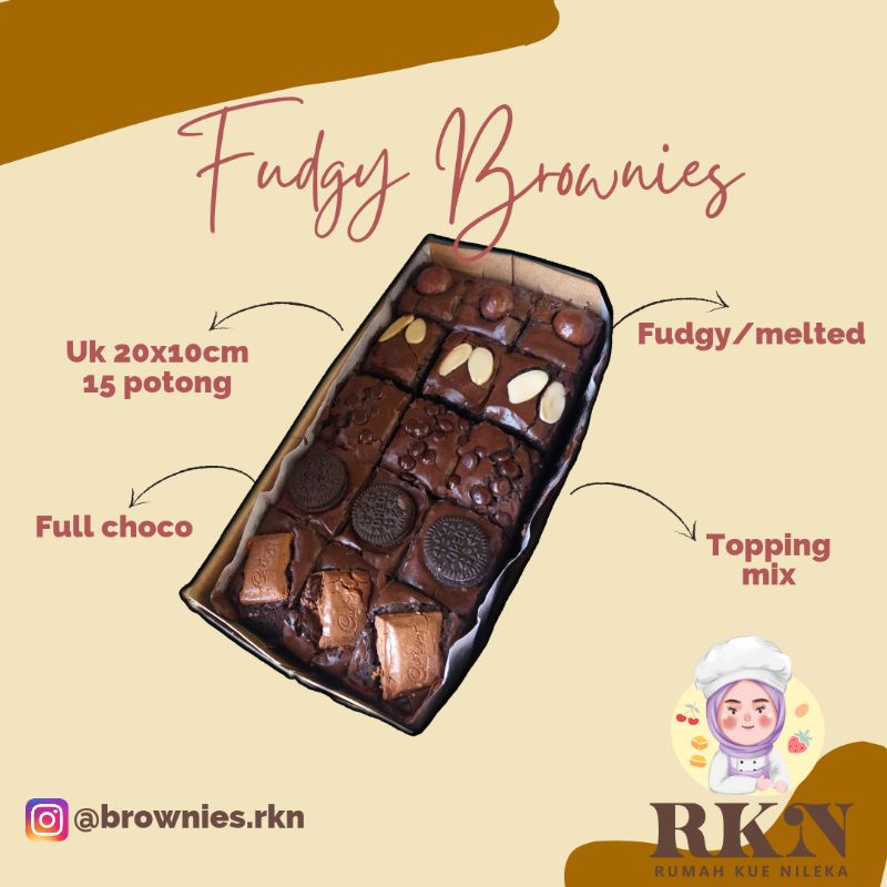 

Brownies Fudgy Premium Ukuran 20x10 cm, Brownies panggang