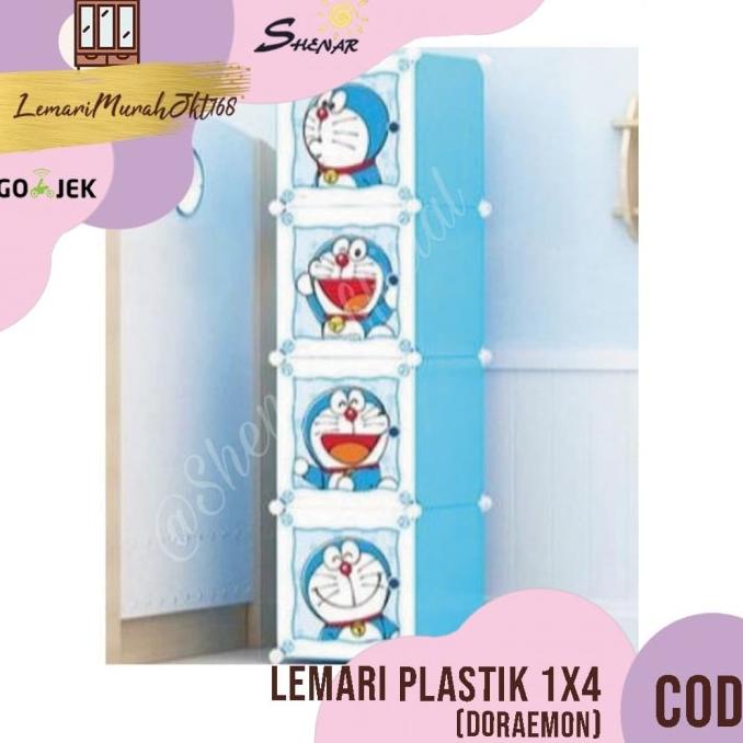 

LEMARI PLASTIK 1X4 LEMARI PAKAIAN ANAK KARAKTER-DORAEMON,SHENAR stock ready